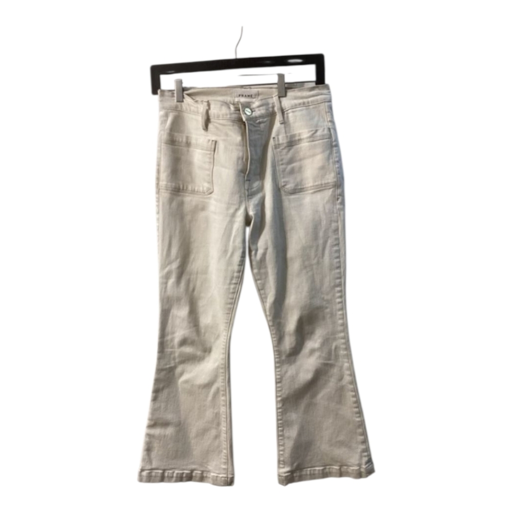 Frame Denim Le Bardot Crop‎ Cream Flare Jeans